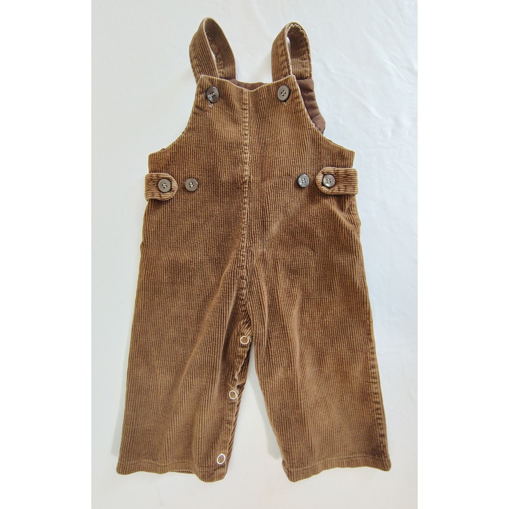 Vintage Little One's Brown Corduroy Overalls 80s 90s Size 12 Months 100% Cotton